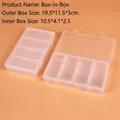 Transparent plastic storage box with 4 inner compartments for small jewelry and tools - Box In Box (4-In-1) (19.5x11.5x3cm)
