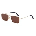 Classic gold metal rectangle sunglasses with vintage brown tinted lenses for men and women - Gold Frame / Brown Lens