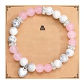 Pink zebra jasper bead bracelet with silver heart charm on 18th birthday card - Heart White Turquoise Rose Quartz Birthday With Card