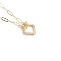 Collana hip hop dorata con pendente rettangolare con palma e croce ghiacciata - Pendaglio Rettangolare in Zirconia / Oro