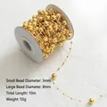 Rouleau de chaîne de perles dorées de 10m avec perles 3mm et 8mm pour déco Noël - Style Perle Dorée (ZD15)