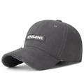 Vintage dark gray baseball cap with SUNSHINE embroidery and distressed brim details - Gray
