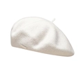 Classic white wool beret hat with a soft texture and elegant side metal plaque - One Size / White
