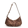 Grand sac bandoulière léopard avec bandoulière réglable et fermeture éclair dorée - Léopard Brun
