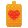 Close-up of heart-shaped silicone suction cup holder with dual-color orange and red texture - Orange + Red