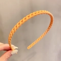 Vibrant bright orange headband featuring a stylish woven chain texture and matte finish - 36# Chain-Yellow