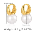 Détail des boucles d'oreilles perles en or 18 carats montrant la hauteur de 2,2 cm - Style Créoles Simples avec Perle (KE0763)
