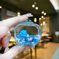 Creative TV-shaped liquid quicksand ornament with a blue dolphin and ocean themed sequins - Blue Whale [TV]