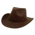 Classic British retro dark brown wool felt jazz fedora hat with a wide rolled brim - M (56-58cm) / Brown