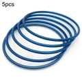 Set of 5 minimalist stackable 3mm round bangles in vibrant electroplated blue finish - Blue [5 Rings]