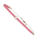 Bracciale intrecciato a mano con ciondolo a fulmine e cristalli pavé rosa e beige - Strisce Rosa Beige-Ciondolo Fulmine