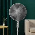 Ventilatore a piantana con rete di sicurezza grigia e supporto bianco per interni - Nero