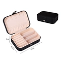 Portable double-layer jewelry box in black PU leather with beige interior 16x11x5cm - Single Layer Cross Grain Black / 16*11*5cm