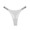 White thong with rhinestone LOVE letters on a satin fabric wide band for women - S / White