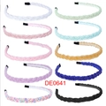 Braided pearl headbands in various colors including pink, blue, and yellow - 10-Piece Set (DE0641)