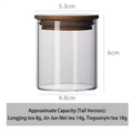 Portable tall glass tea jar with wooden lid and 5.3x6cm size for travel storage - Large Version