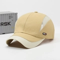 Khaki breathable mesh sports cap with red rubber tag and quick-dry fabric design - Adjustable / Beige