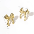Detailed view of gold ribbon bow earrings with 1.9cm width and 2.2cm height measurements - AE46556DW0 Gold Ribbon Knot