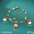 Christmas layered bracelet with golden chain, white pearls, Santa and gift box charms - Snowflake Gift Box Cat Style (KB207750-ZLA)