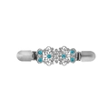 Clip per cardigan vintage argento con motivo floreale traforato e strass blu - 21. Sei Diamanti Blu Argento Antico