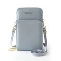 Stylish blue crossbody phone bag with gold hardware and a long adjustable strap - Blue