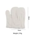 Thickened off-white cotton oven mitts with wave quilting and hanging loop, 26x16cm - 1 Pair / Off White