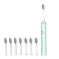 Mint green sonic electric toothbrush set with eight white replacement brush heads - 101 Green (8 Heads)