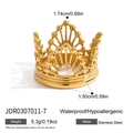 Goldener Kronenring aus Edelstahl mit wasserfesten und hypoallergenen Eigenschaften - Zahl 7 / Kronenstil (JDR0307011-7)