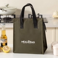 Armeegrüne isolierte Lunchtasche mit Griffen und Healthy Lifestyle Aufdruck - Armeegrün