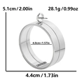 Silver stainless steel openable round locket pendant with dimensions and weight data - Inner Diameter 40mm - Cavity Thickness 10mm / Steel