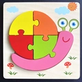 Snail themed wooden peg puzzle for toddlers with colorful segmented shell design - Snap Puzzle-Snail (卡扣JM-蜗牛)