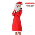 Costume natalizio da donna 3 pezzi con abito rosso, cappello e cintura nera - Set natalizio da donna 3 pezzi / Cappello/Abito/Cintura