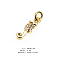 Golden seahorse pendant with micro-pave zircons for jewelry making, 4x13mm size - Small Seahorse (15)