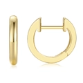 Polished 18k gold plated D-shape huggie earrings with a minimalist circular design - 1.4CM/Simple / Gold