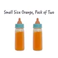 Set mit zwei kleinen orangefarbenen verschwindenden Milchflaschen für Zaubertricks - Klein / Paar / Orange