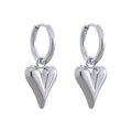Minimalistische silberne Herzohrringe mit stilvollem Reifen-Design aus Titanstahl - Herz-Creolen (G216) / Silber