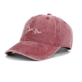 Close-up of dog and love script embroidery on washed cotton canvas baseball cap - One Size / Burgundy