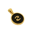 18K gold plated necklace with black enamel Cancer zodiac constellation coin pendant - Cancer - Single Pendant