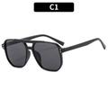 Lunettes de soleil aviateur à double pont en noir C1 avec verres gris foncé - Monture Noire Verres Gris