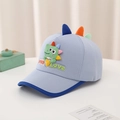 Detail of light blue toddler baseball cap with cartoon dinosaur and 3D triangle accents - Baby 2-6 Years Old 47-52CM / Blue
