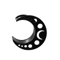 Black moon-shaped ear gauge expander with hollow cutout details in stainless steel - 10mm / Hollow Black - Moon