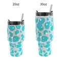 Sparkling leopard print rhinestone 20oz and 30oz blue and silver stainless steel tumblers - Cow Pattern Sky Blue