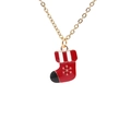 Set gioielli calza di Natale con ciondolo in smalto rosso e catena dorata elegante - Collana / Collana Calza di Natale