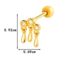 Titanium steel gold earring variant with three crystals and teardrop charms - Gold Triple Drop (0191-6#Gold)