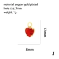 Detail view of red heart pendant in gold plated copper with 12mm x 8mm dimensions - Heart-Red Zircon(P01647)