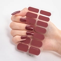Deep wine red nail wraps DQ-11 with high gloss laser finish on white background - DQ-11 Wine Red Glossy