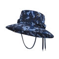 Blue digital camouflage tactical sun hat with adjustable windproof drawstring and air vents - Blue Digital Camo (9273-Navy)