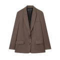 Women's early autumn casual coffee brown blazer with classic notched lapels and flap pockets - XS / Dark Brown Top