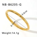 Detail view of gold stainless steel ribbed bangle with 6.5cm inner diameter and 0.6cm width - Gold Bold Thread Style (NB-B6205-G)