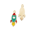 DIY enamel rocket pendants in red and yellow with golden metal finish for jewelry - Large Rocket 10x24mm